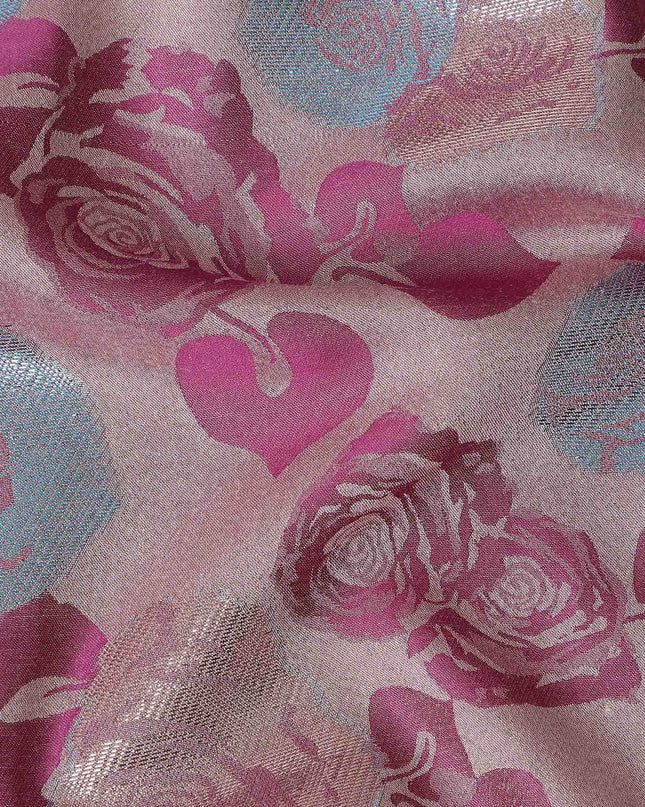 Dusty Rose Pink Bouquet Floral Silk Satin Fabric 110cm