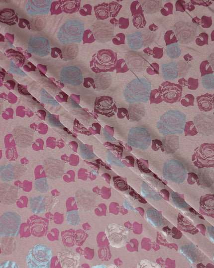 Dusty Rose Pink Bouquet Floral Silk Satin Fabric 110cm
