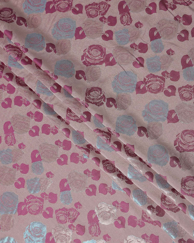 Dusty Rose Pink Bouquet Floral Silk Satin Fabric 110cm