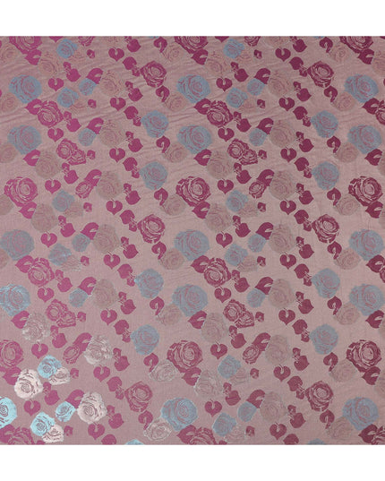 Dusty Rose Pink Bouquet Floral Silk Satin Fabric 110cm