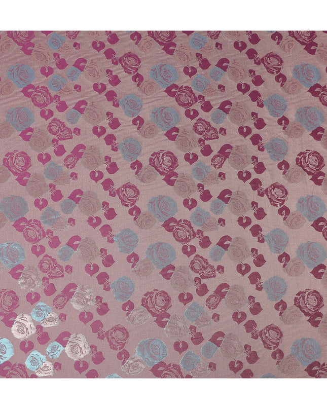 Dusty Rose Pink Bouquet Floral Silk Satin Fabric 110cm