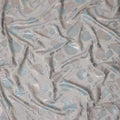 Silver Grey Bouquet Floral Silk Satin Fabric 110cm