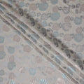 Silver Grey Bouquet Floral Silk Satin Fabric 110cm