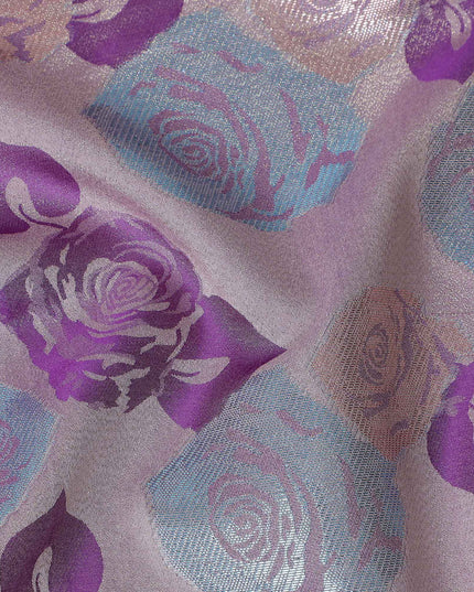Multicolor Rose Bouquet Floral Silk Satin Fabric 110cm