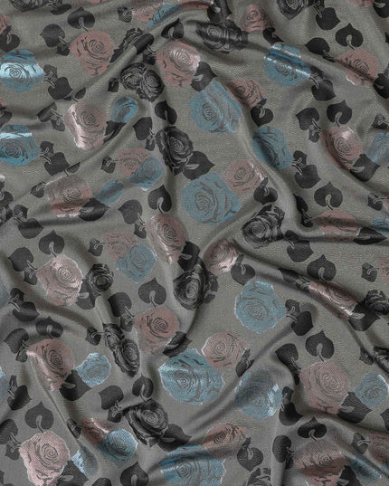 Multicolor Rose Bouquet Floral Silk Satin Fabric 110cm