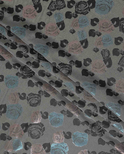 Multicolor Rose Bouquet Floral Silk Satin Fabric 110cm