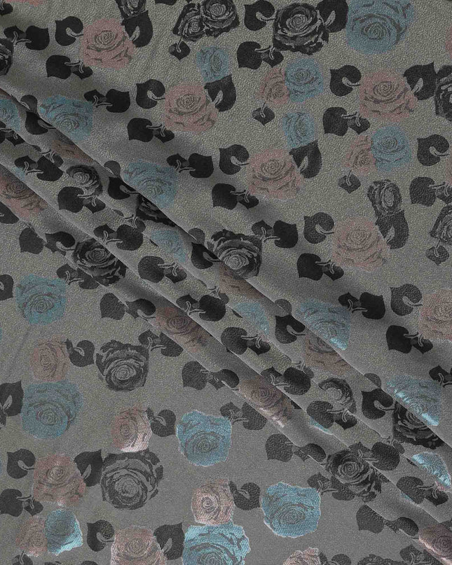 Multicolor Rose Bouquet Floral Silk Satin Fabric 110cm
