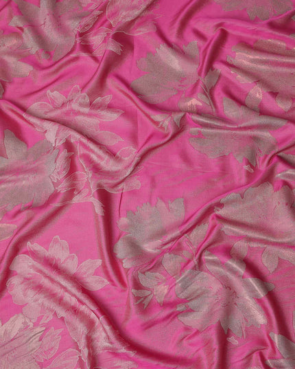 Fuchsia Magenta Floral Silk Satin Fabric 110cm