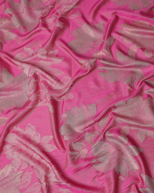 Fuchsia Magenta Floral Silk Satin Fabric 110cm
