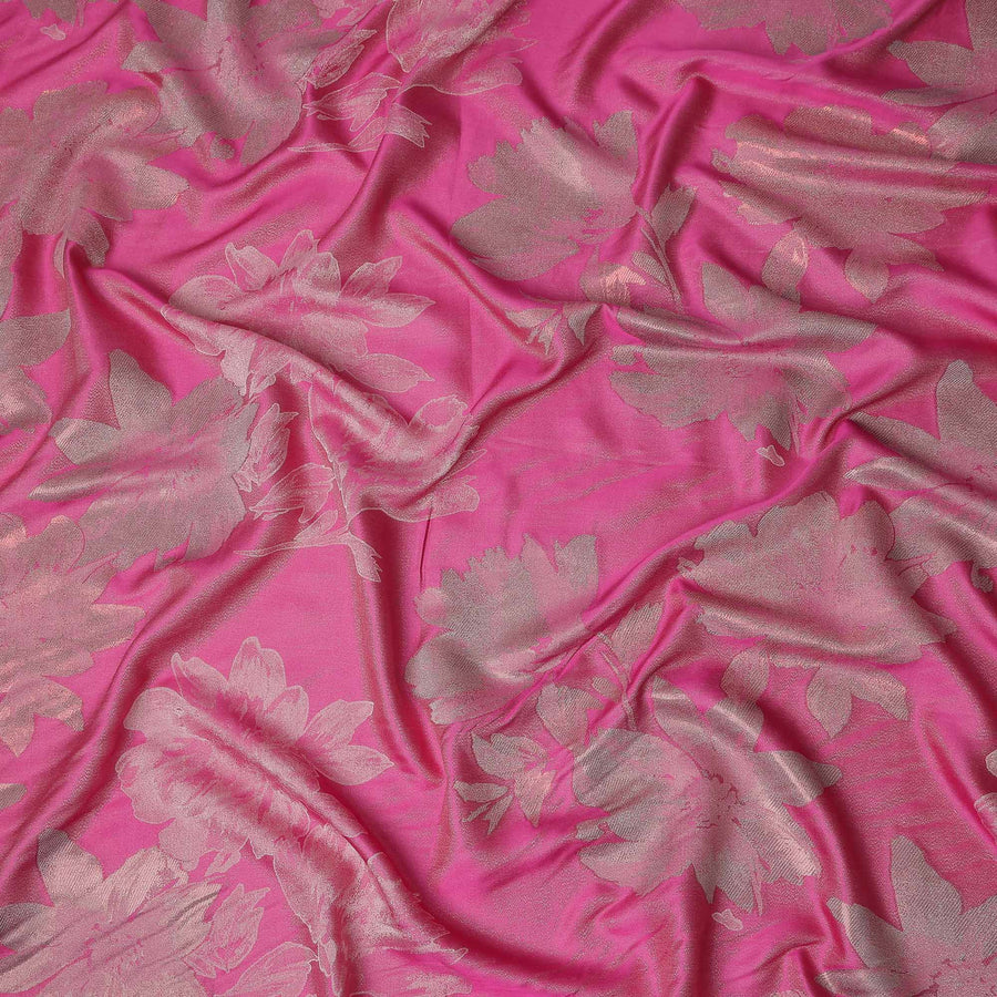 Fuchsia Magenta Floral Silk Satin Fabric 110cm