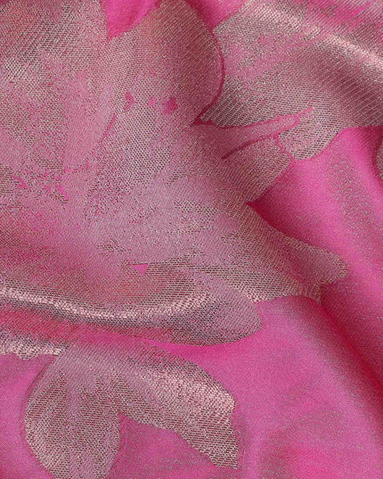 Fuchsia Magenta Floral Silk Satin Fabric 110cm