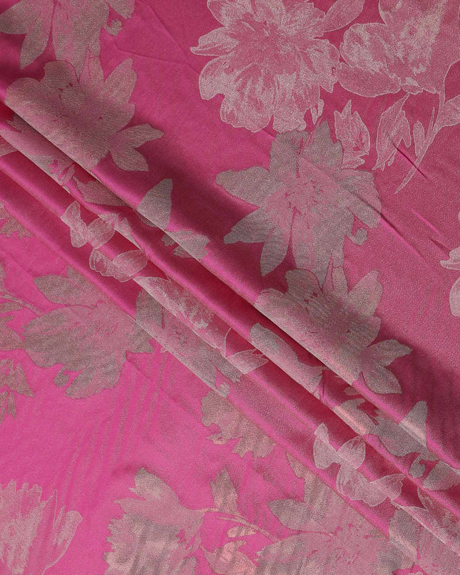 Fuchsia Magenta Floral Silk Satin Fabric 110cm