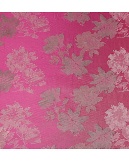 Fuchsia Magenta Floral Silk Satin Fabric 110cm