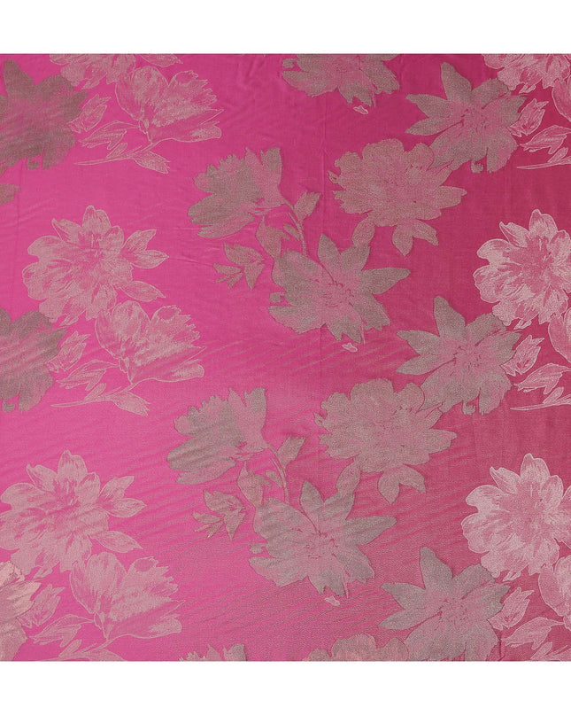 Fuchsia Magenta Floral Silk Satin Fabric 110cm