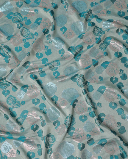 Multicolor Rose Bouquet Floral Silk Satin Fabric 110cm