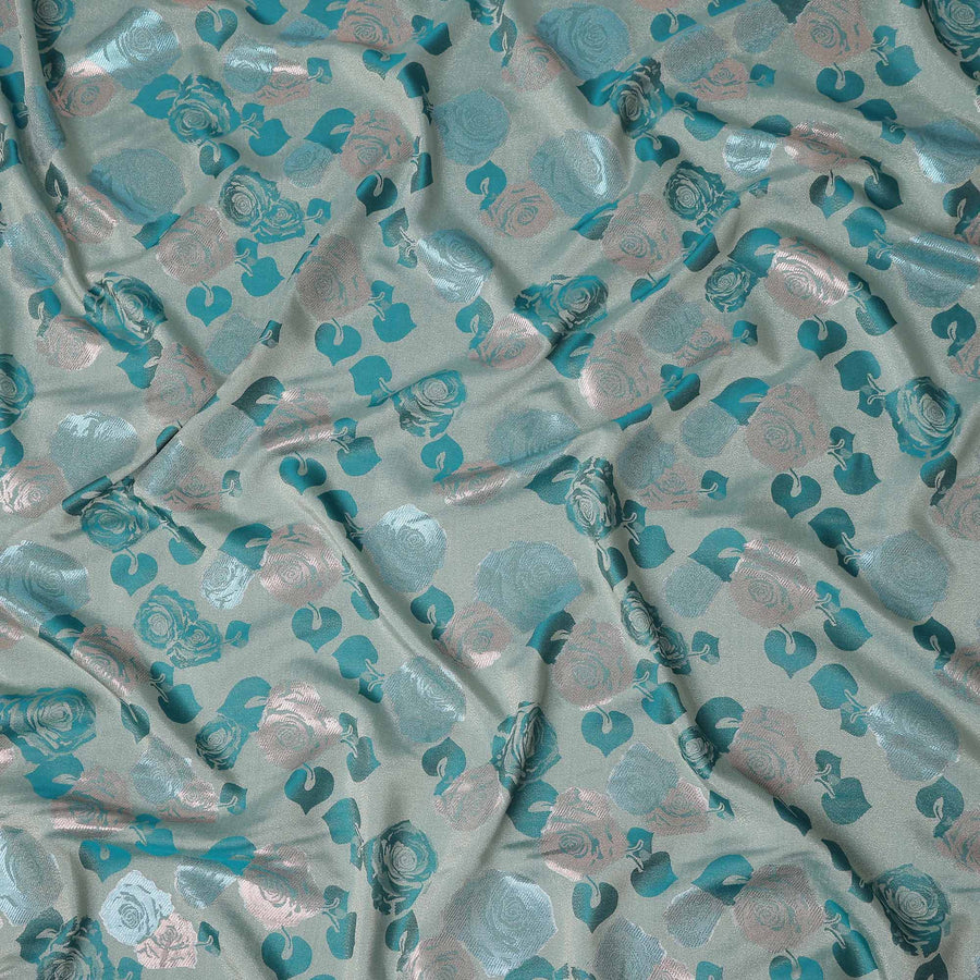 Multicolor Rose Bouquet Floral Silk Satin Fabric 110cm