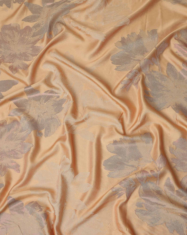 Apricot Orange Floral Silk Satin Fabric 110cm