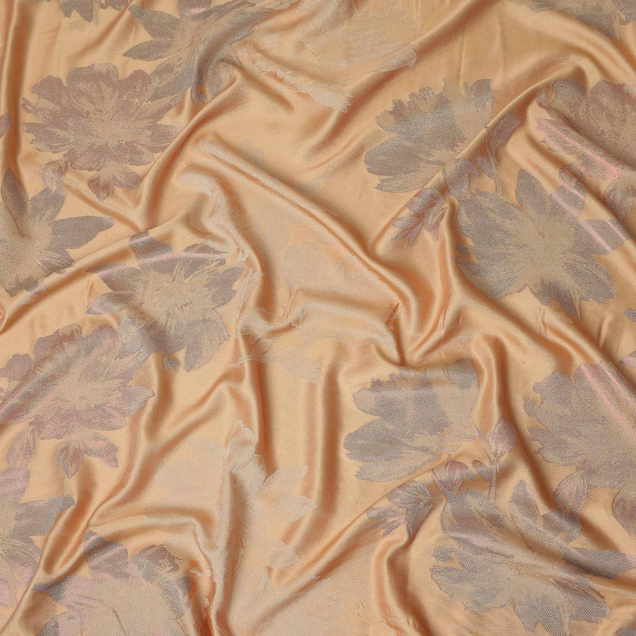 Apricot Orange Floral Silk Satin Fabric 110cm