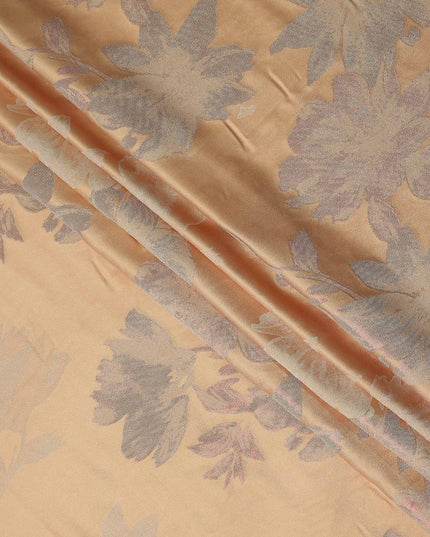 Apricot Orange Floral Silk Satin Fabric 110cm