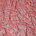 Coral Pink Bouquet Floral Silk Satin Fabric 110cm
