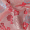 Coral Pink Bouquet Floral Silk Satin Fabric 110cm