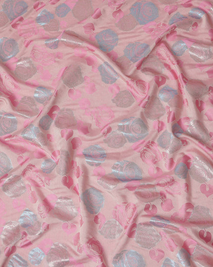 Blush Pink Bouquet Floral Silk Satin Fabric 110cm