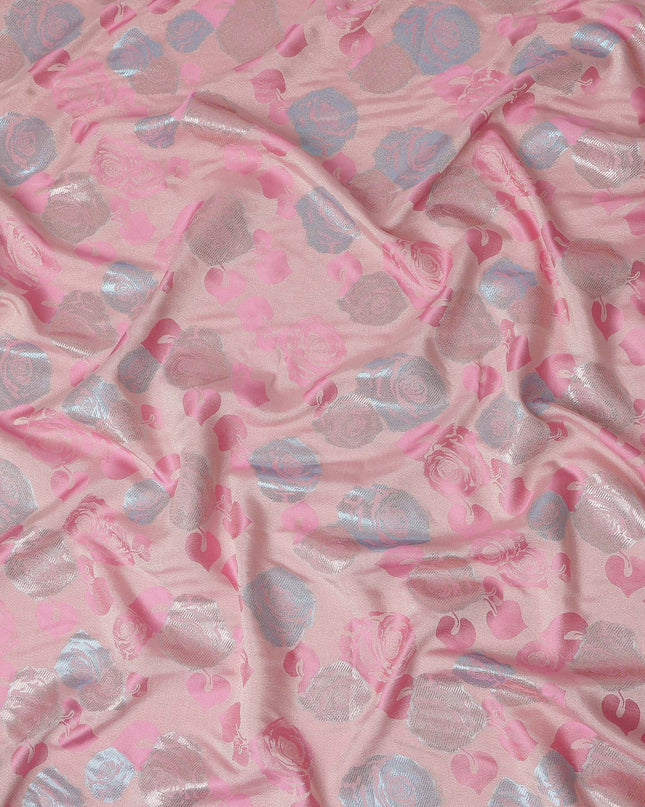 Blush Pink Bouquet Floral Silk Satin Fabric 110cm