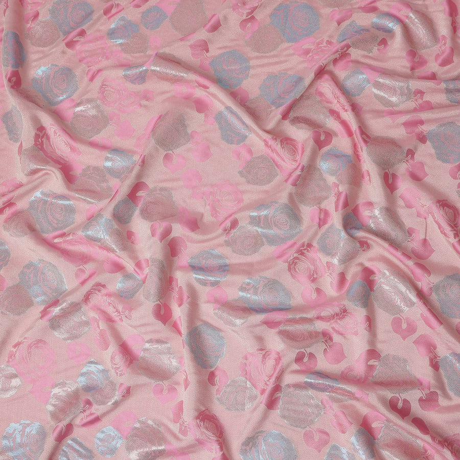 Blush Pink Bouquet Floral Silk Satin Fabric 110cm