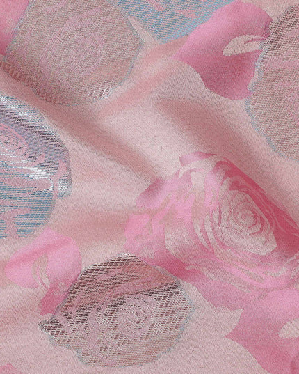 Blush Pink Bouquet Floral Silk Satin Fabric 110cm