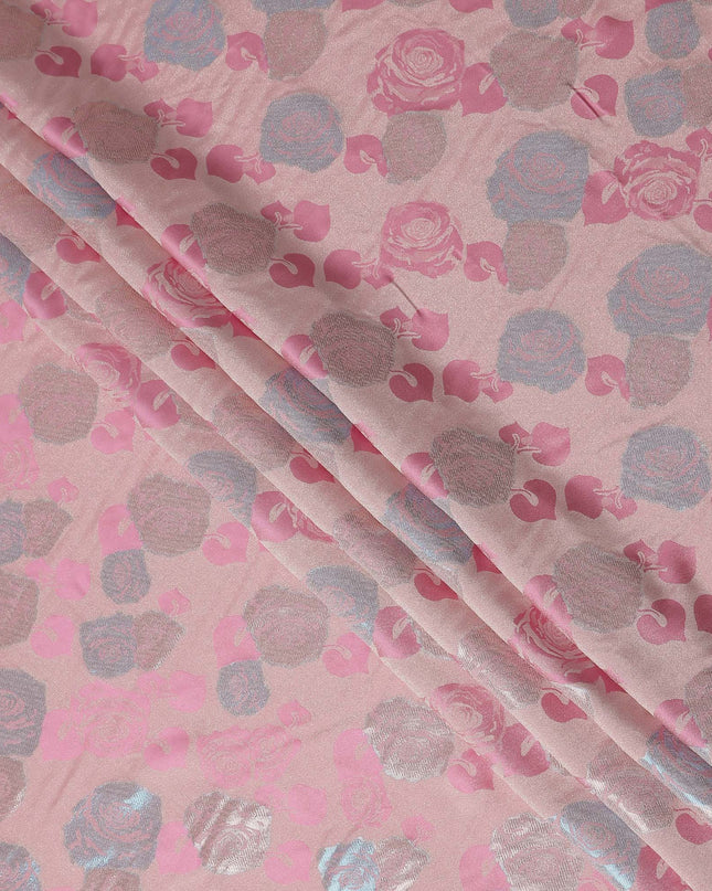 Blush Pink Bouquet Floral Silk Satin Fabric 110cm