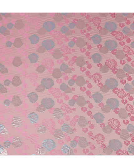 Blush Pink Bouquet Floral Silk Satin Fabric 110cm