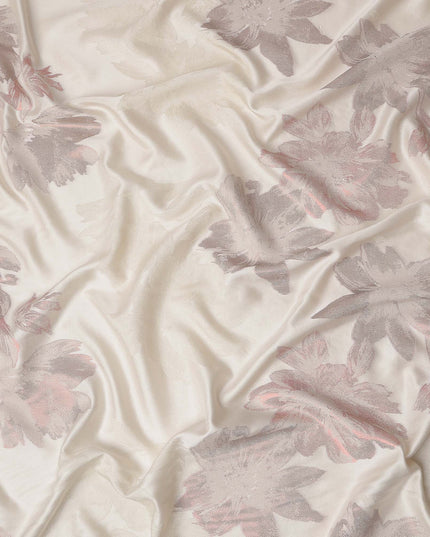 Ivory Beige Floral Silk Satin Fabric 110cm