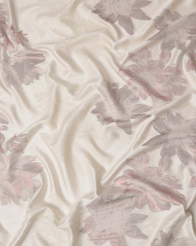 Ivory Beige Floral Silk Satin Fabric 110cm
