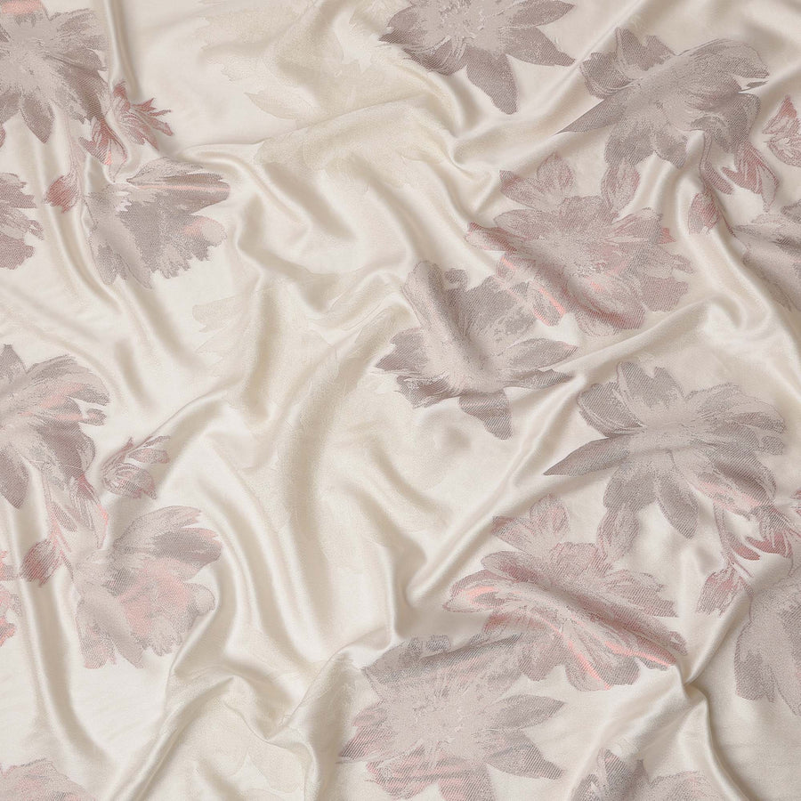 Ivory Beige Floral Silk Satin Fabric 110cm