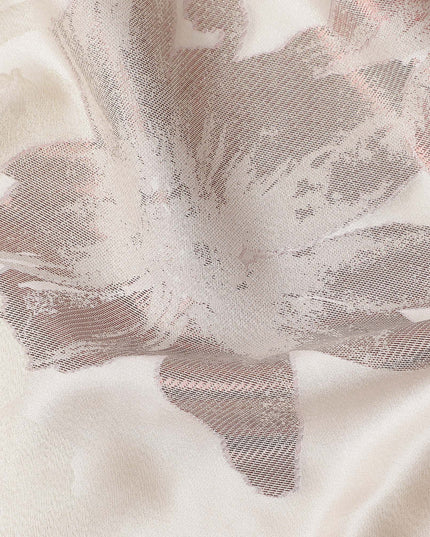 Ivory Beige Floral Silk Satin Fabric 110cm