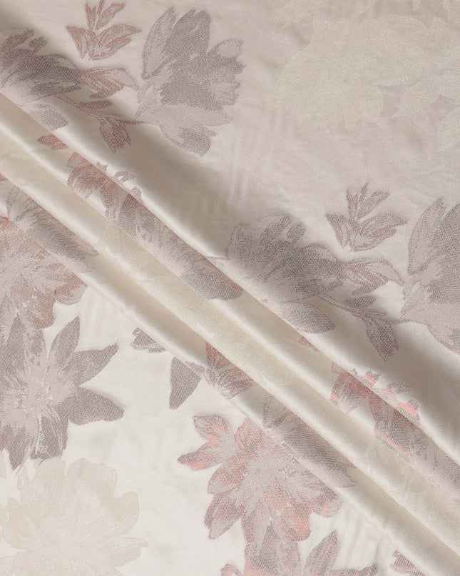 Ivory Beige Floral Silk Satin Fabric 110cm