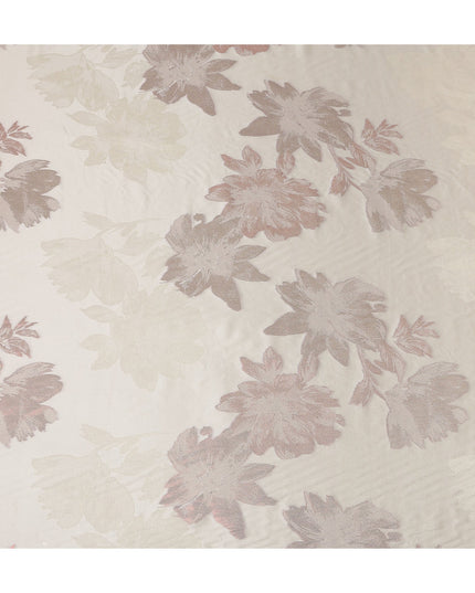 Ivory Beige Floral Silk Satin Fabric 110cm