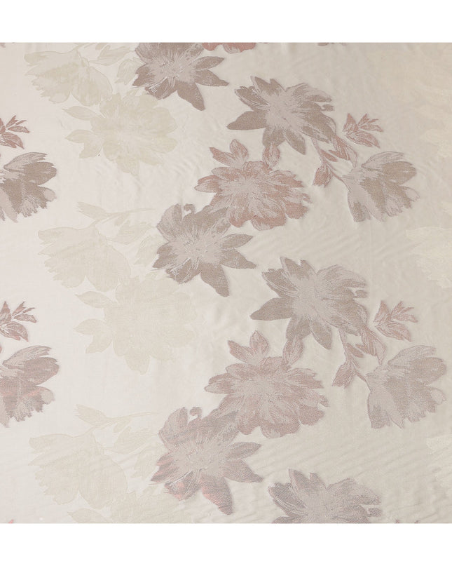Ivory Beige Floral Silk Satin Fabric 110cm