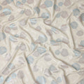 Ivory White Bouquet Floral Silk Satin Fabric 110cm