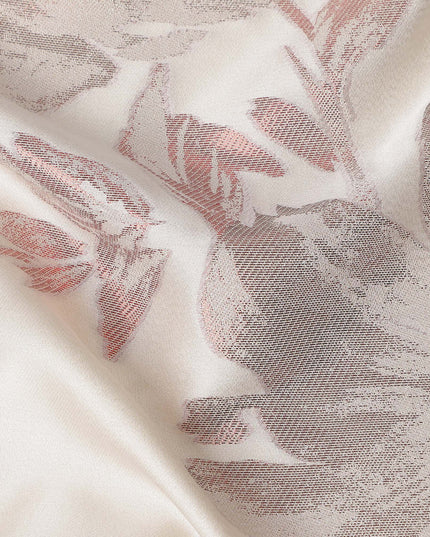 Cream Beige Floral Silk Satin Fabric 110cm