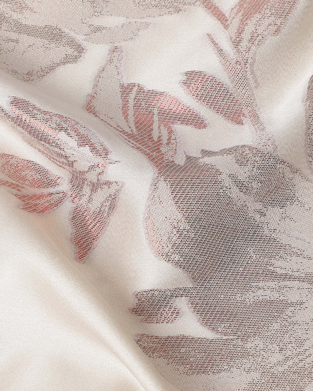Cream Beige Floral Silk Satin Fabric 110cm