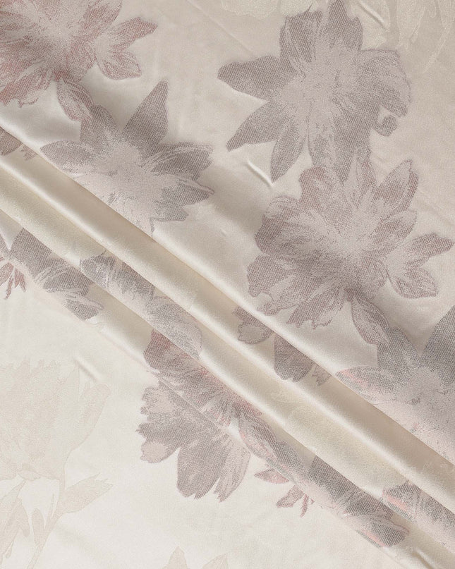 Cream Beige Floral Silk Satin Fabric 110cm