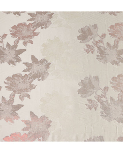 Cream Beige Floral Silk Satin Fabric 110cm