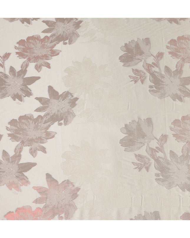 Cream Beige Floral Silk Satin Fabric 110cm