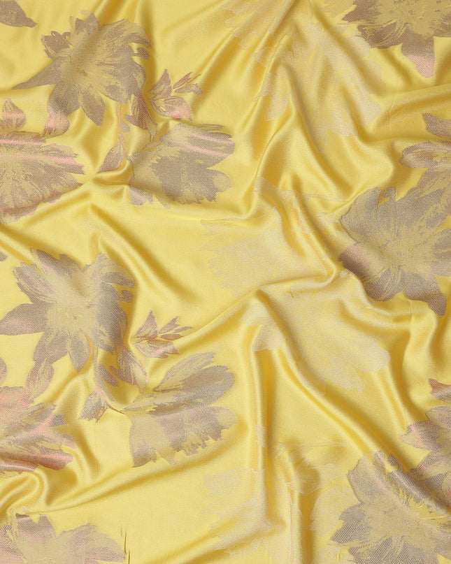 Buttercup Yellow Floral Silk Satin Fabric 110cm