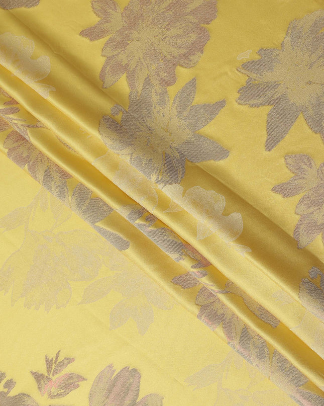 Buttercup Yellow Floral Silk Satin Fabric 110cm