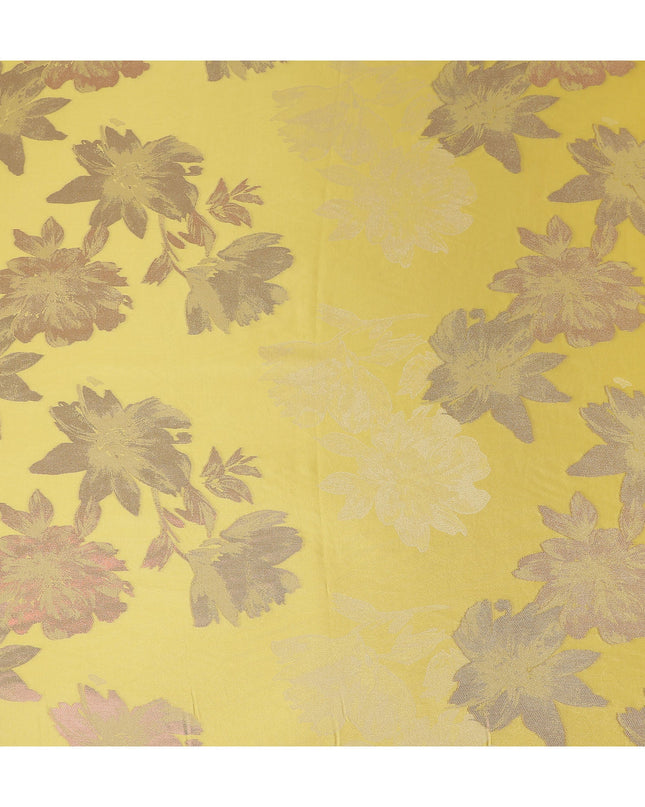 Buttercup Yellow Floral Silk Satin Fabric 110cm