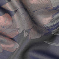 Navy Blue Floral Silk Satin Fabric 110cm