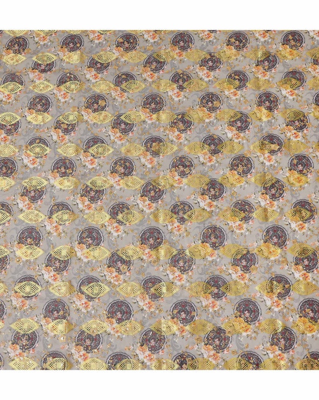 Grey Ornate Fancy Embroidery Cotton Voile 150cm
