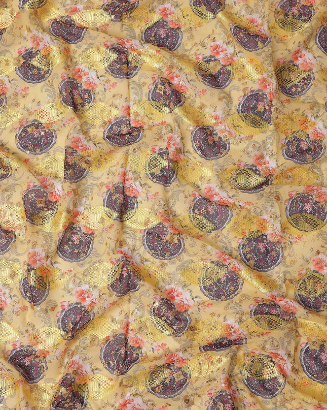Yellow Fancy Embroidery Cotton Voile 150cm